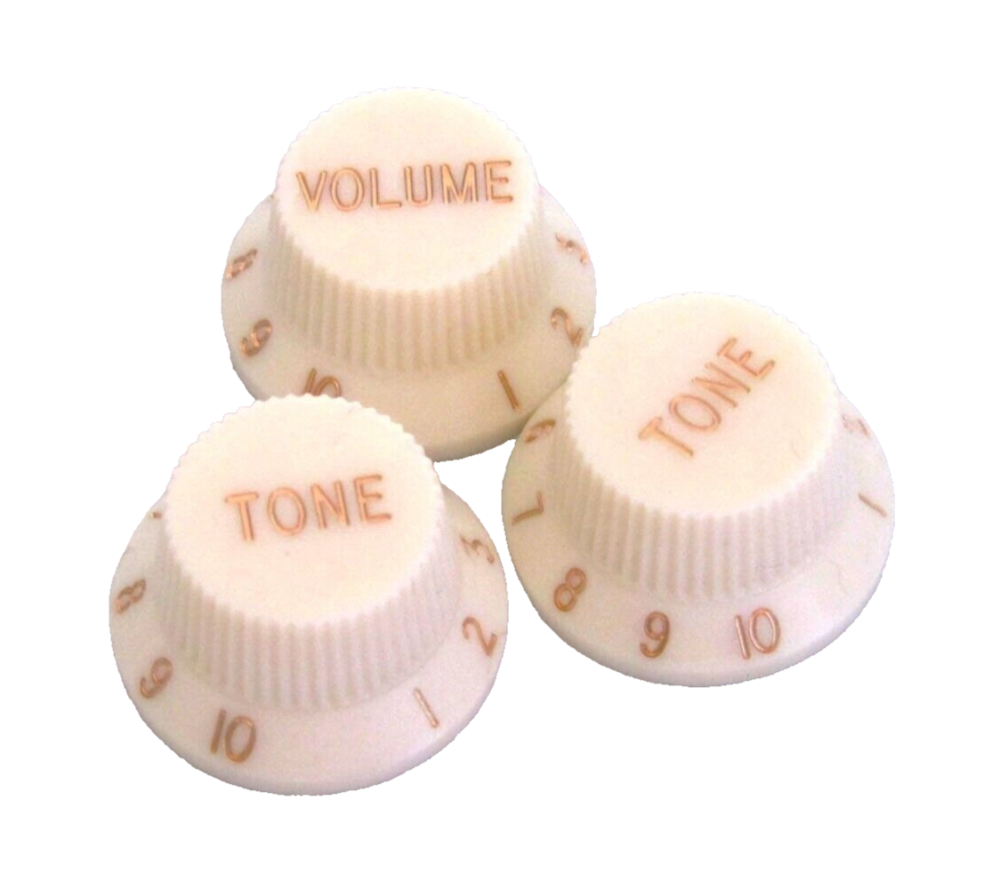 Guitar Knobs Stratocaster ® Off White 1 Volume 2 Tone Metric Size MIJ By Hosco®