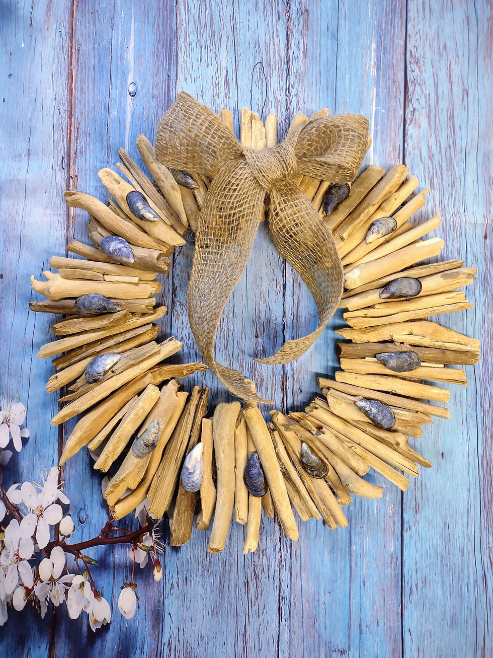 driftwood and shell wreath
