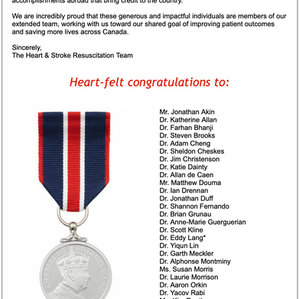 Received a 2nd nomination for the King Charles Coronation Medal via the Heart and Stroke Foundation Canada