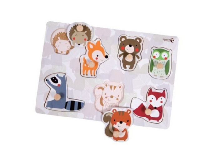 Дървен образователен пъзел горски животни от фермата от Classic World