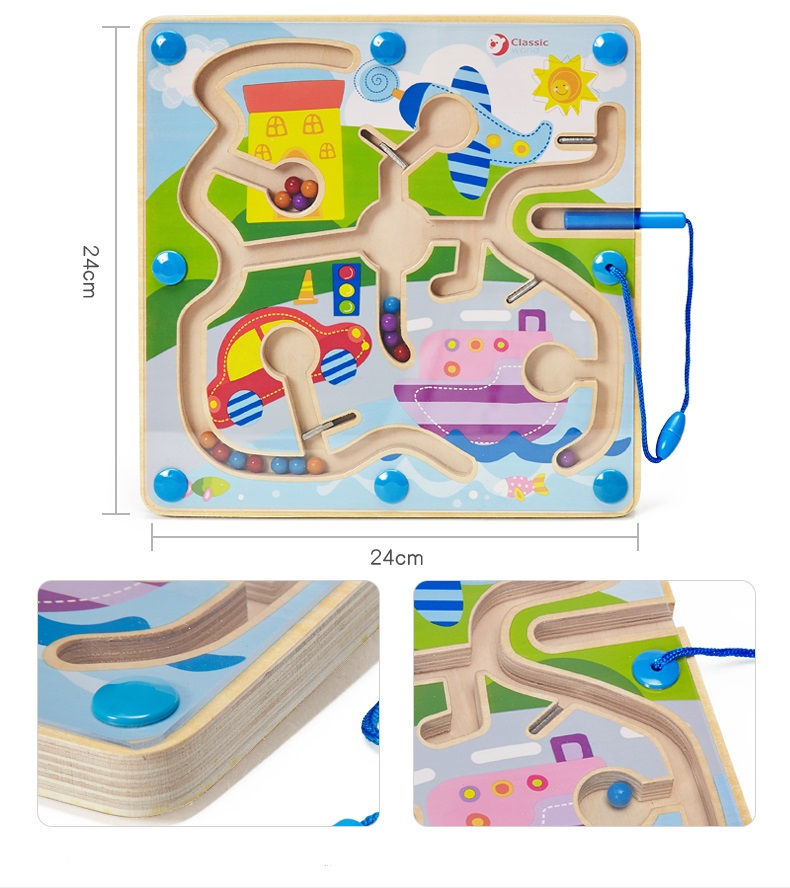 дървена игра с магнити - трафик - цветове, координация