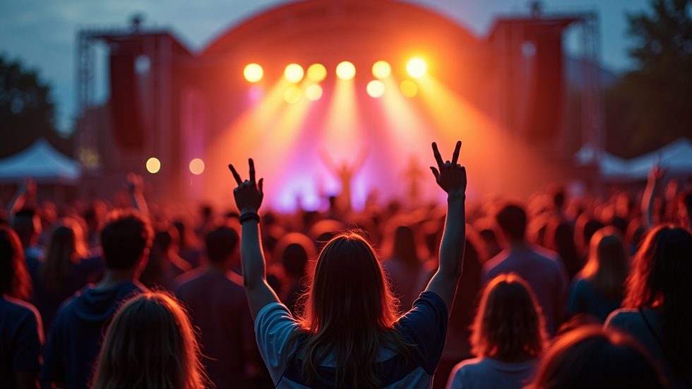 High angle view of a crowd enjoying a live music event outdoors
