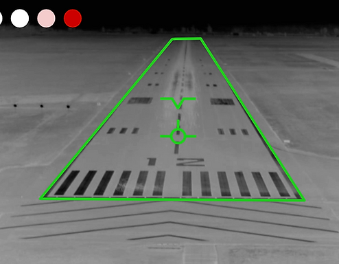 animation showing a runway highlighted with signal lines to illustrate FlightStack runway detection