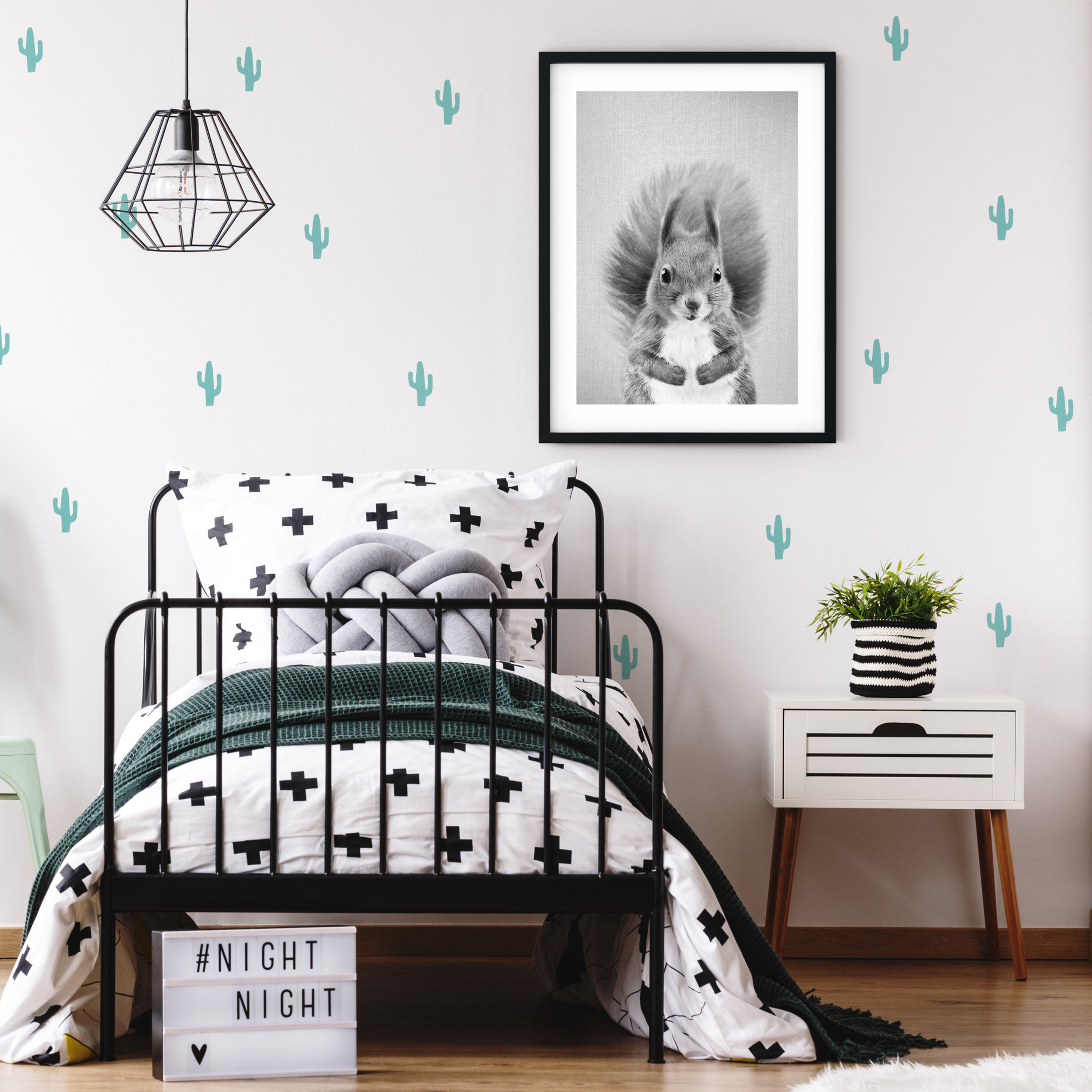 Minimalist forest animal nursery print