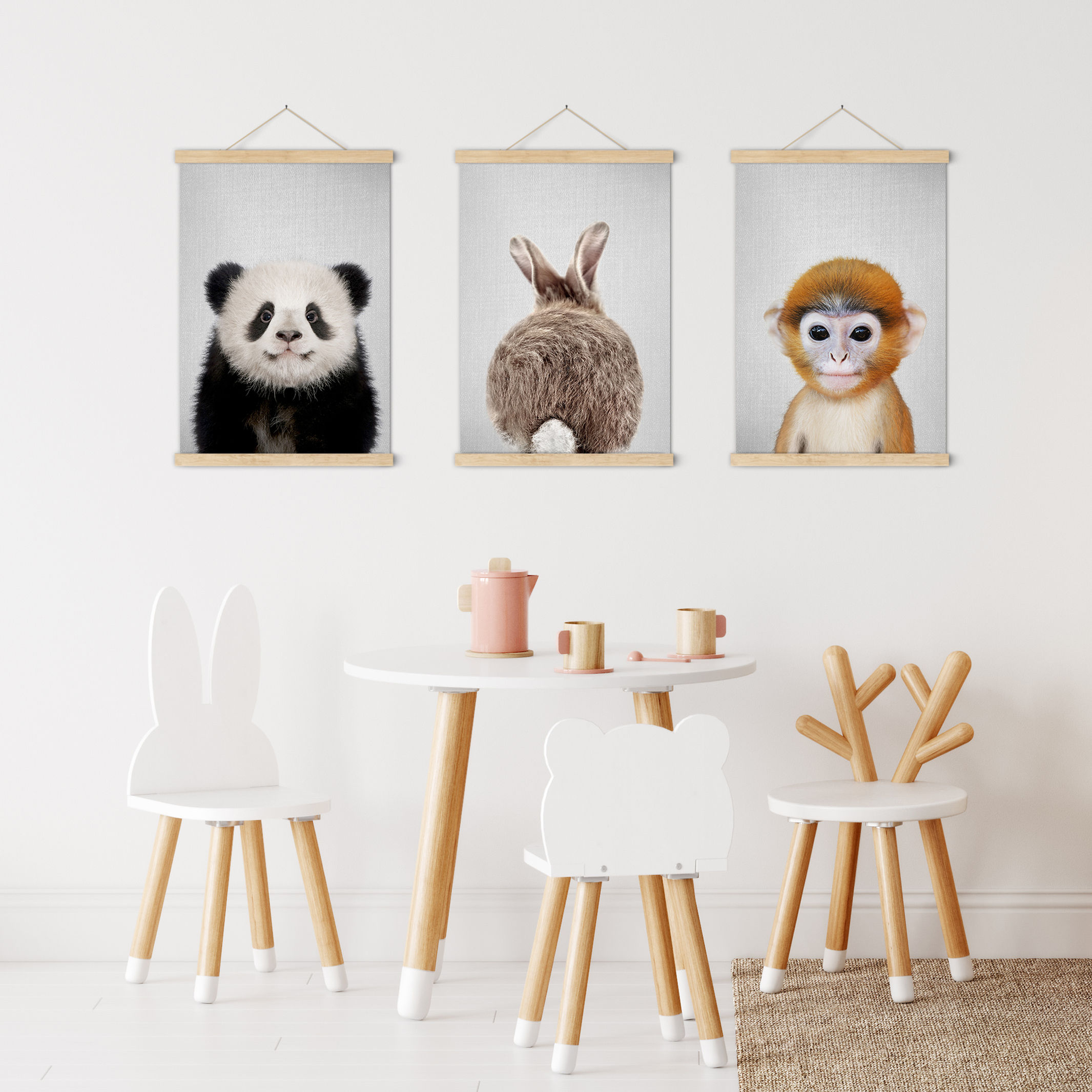 Woodland nursery bunny tail artwork