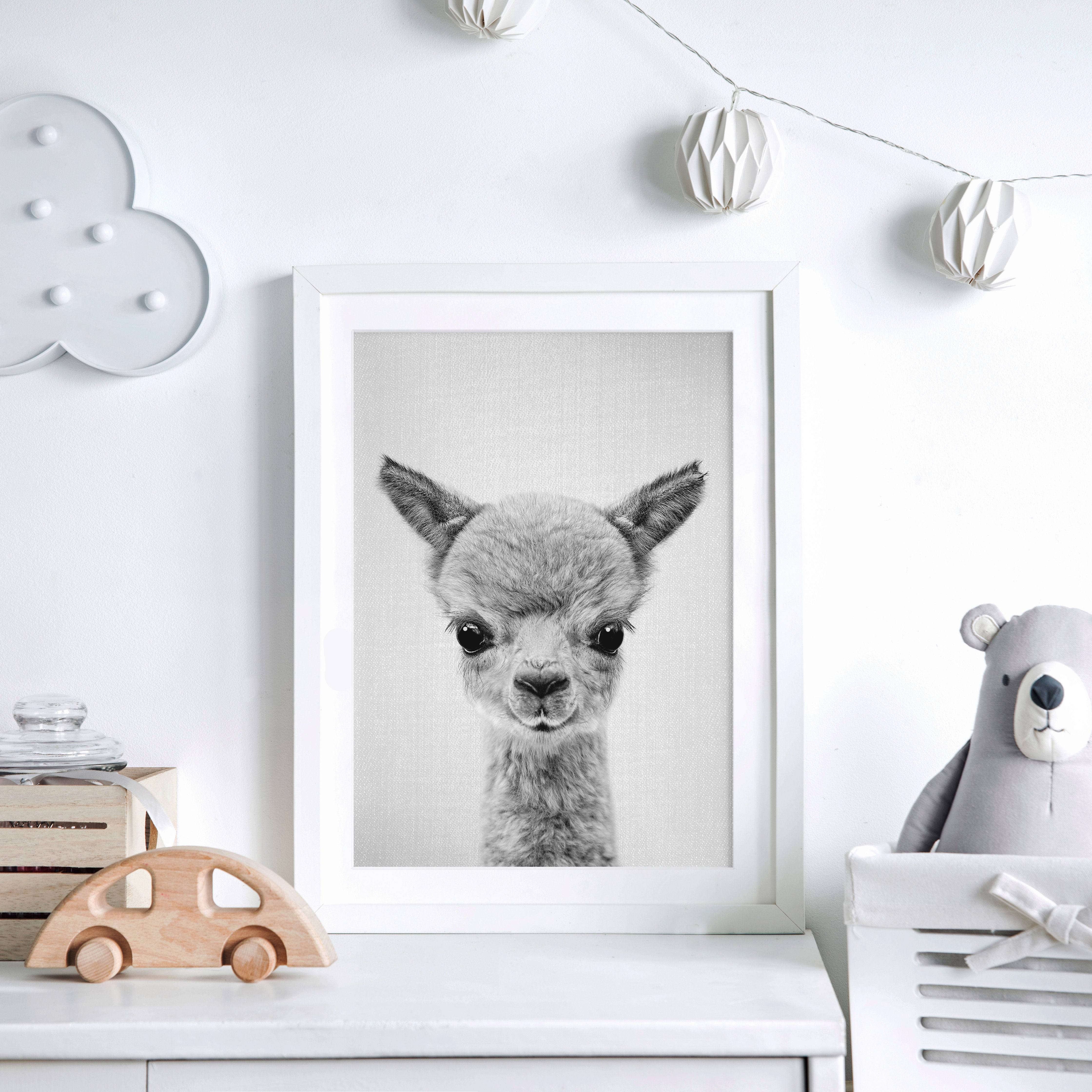 alpaca wall decor black and white minimalist style