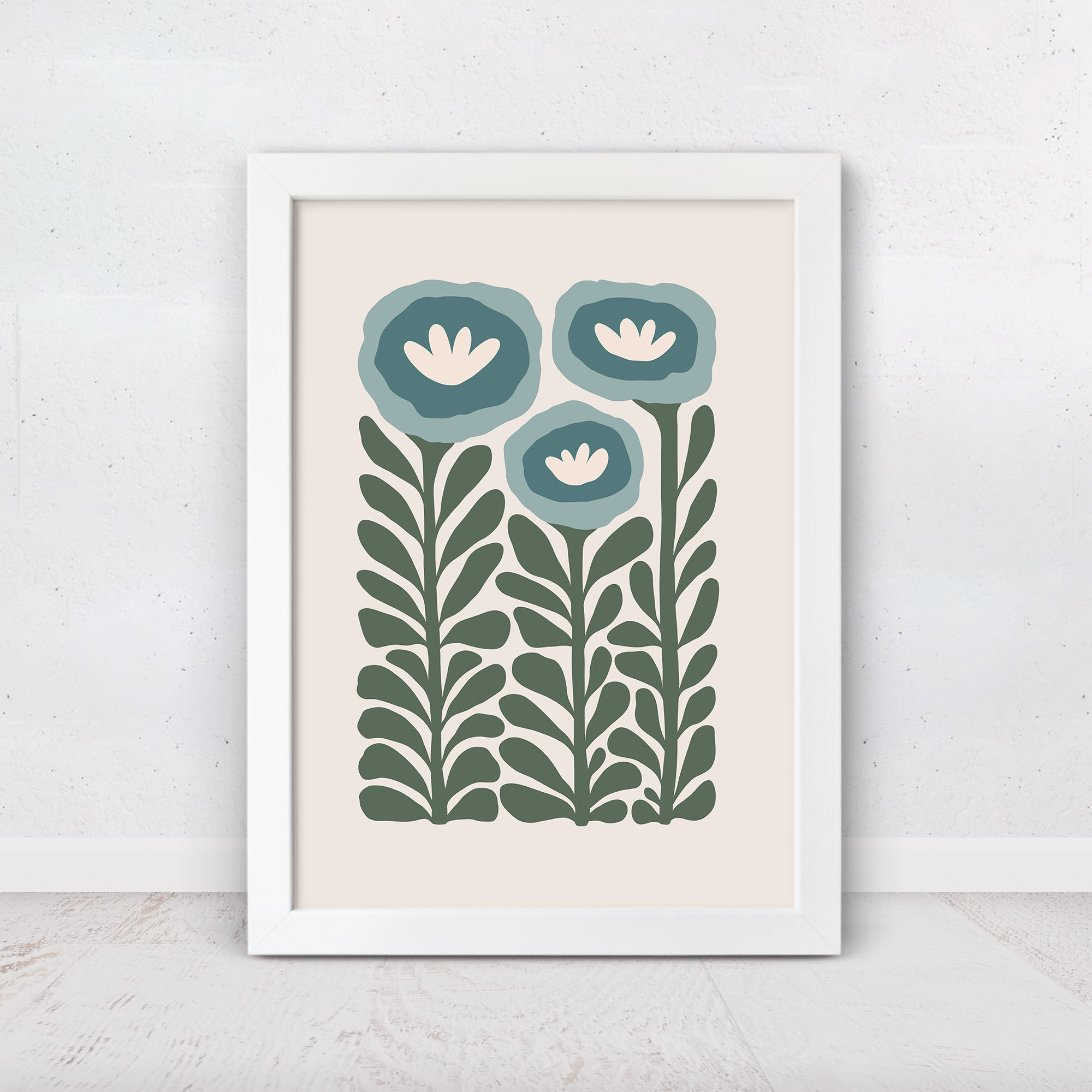 Modern floral wall art set in Blue version