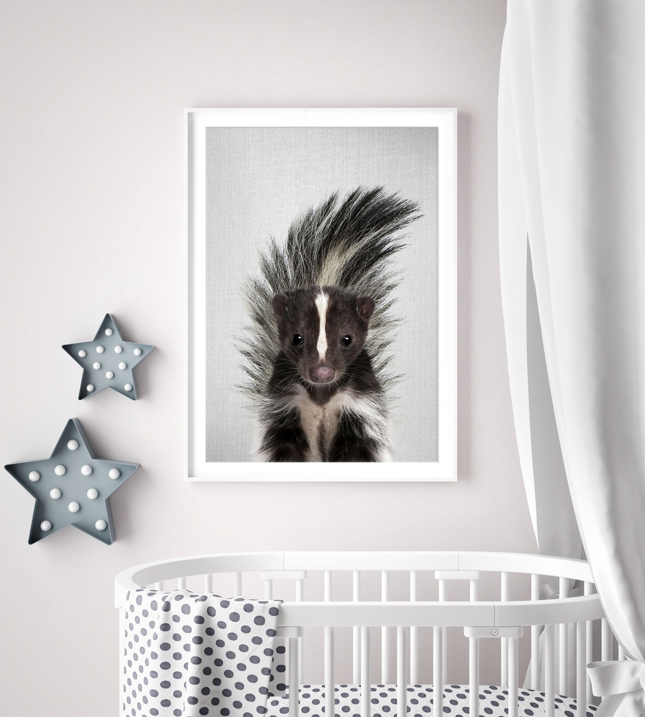 Forest animal nursery wall art skunk portrait