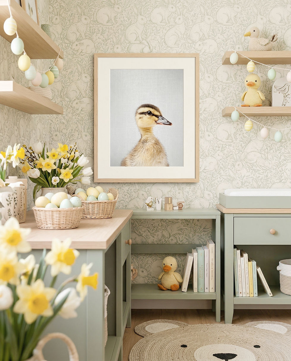 Adorable duckling art print perfect for Easter nursery decor