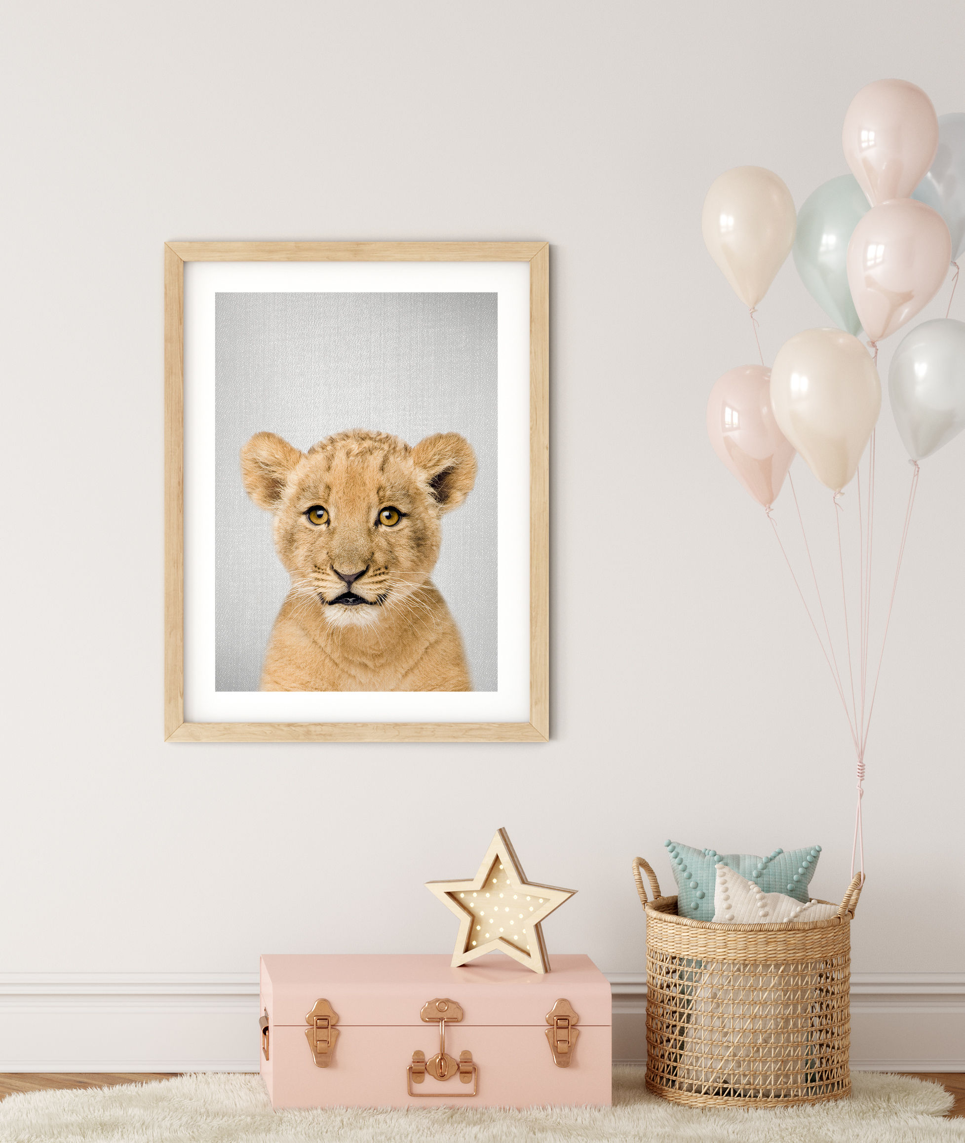 African safari lion cub nursery artwork