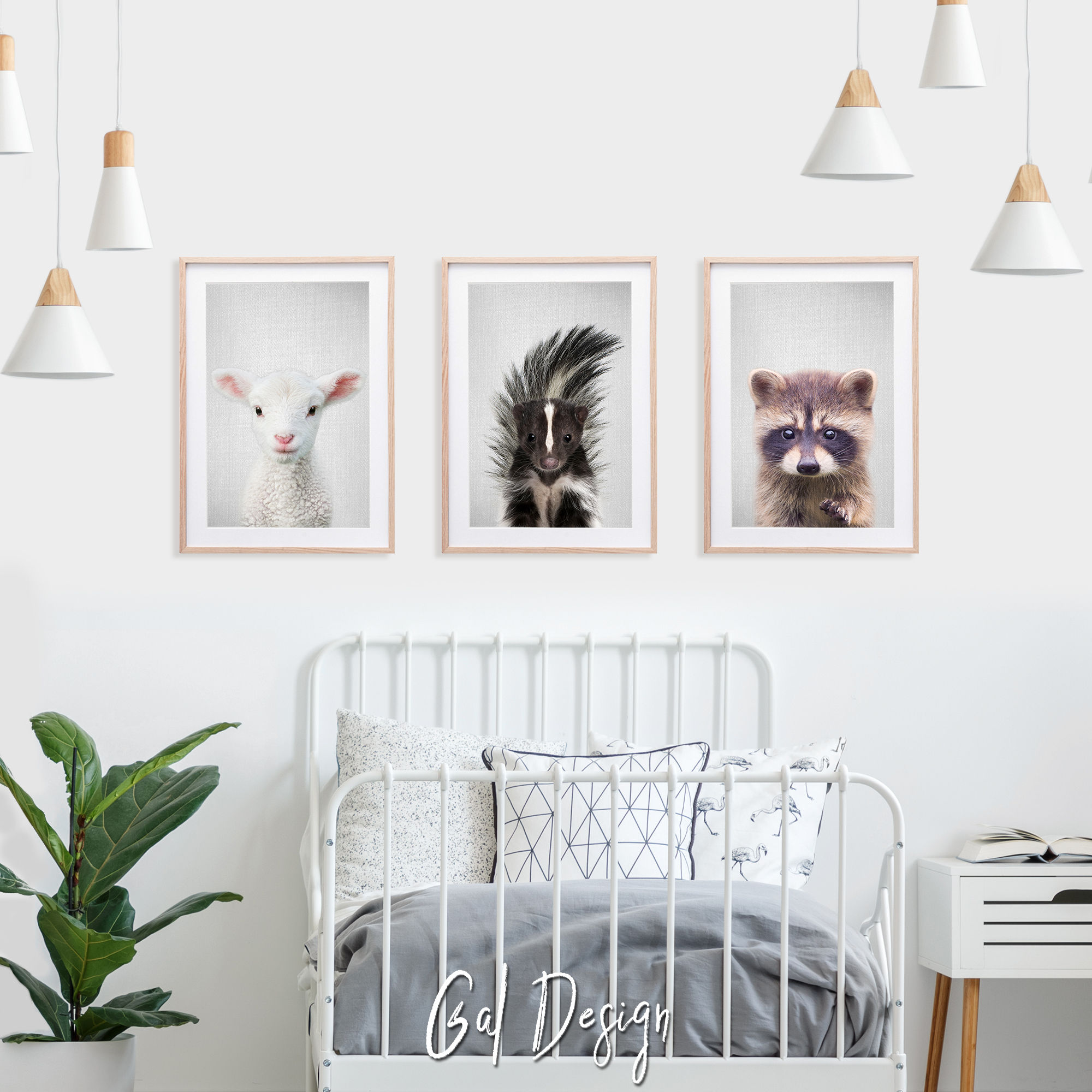 Scandinavian nursery forest animal print