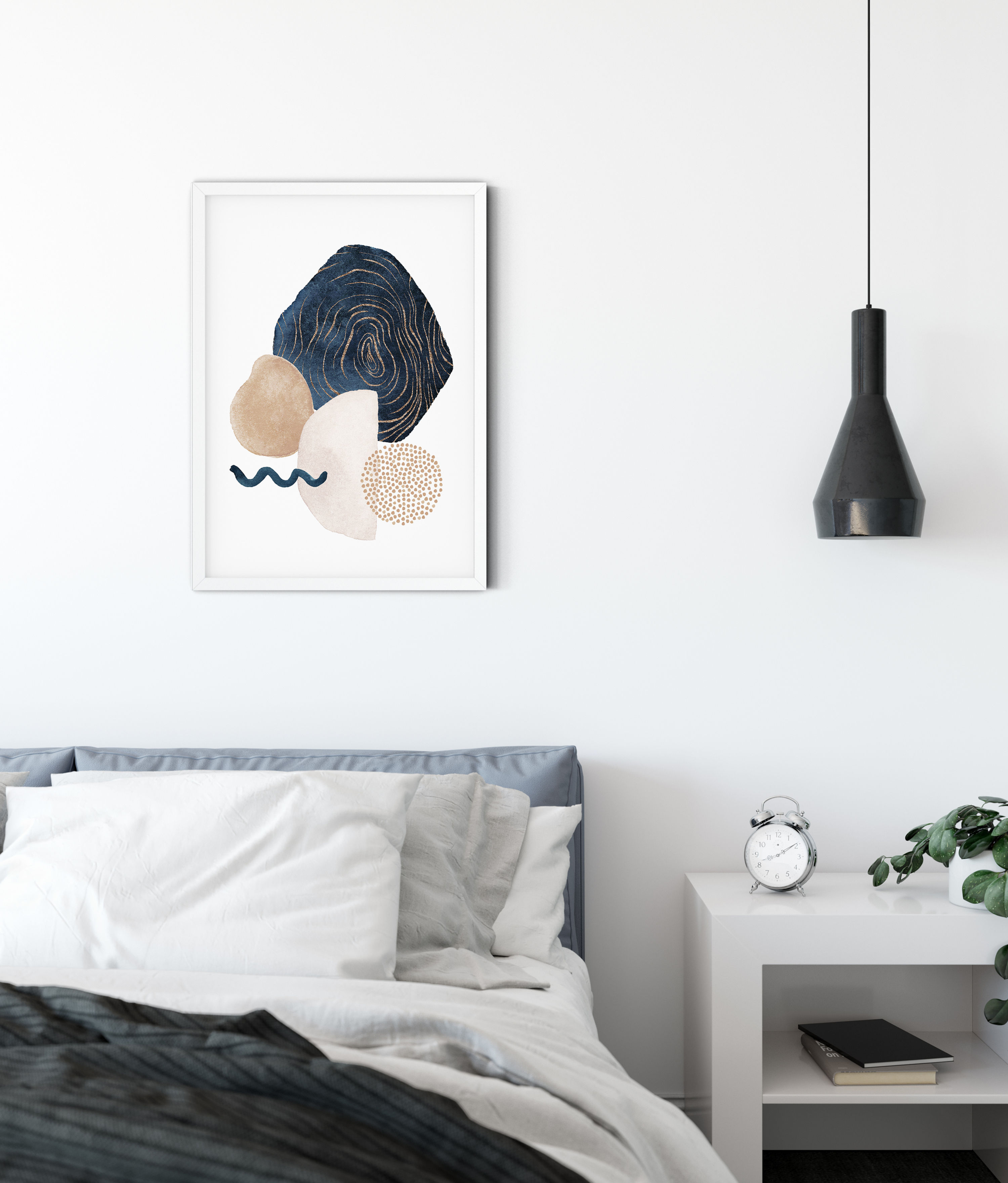 Minimalist navy blue abstract print