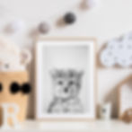 Minimalist black and white baby cheetah art for modern nurseries or animal lovers' homes.