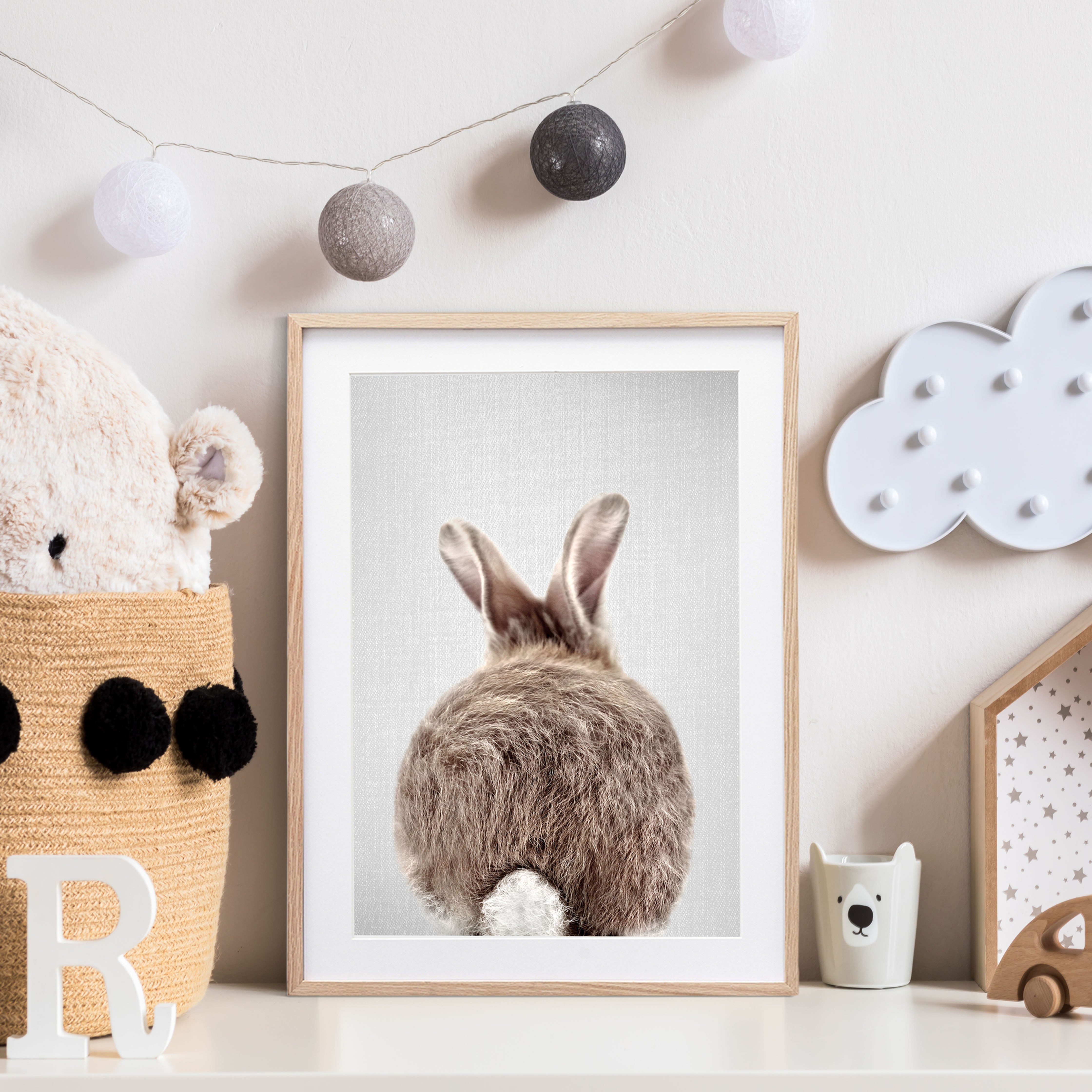 Peekaboo rabbit nursery wall decor