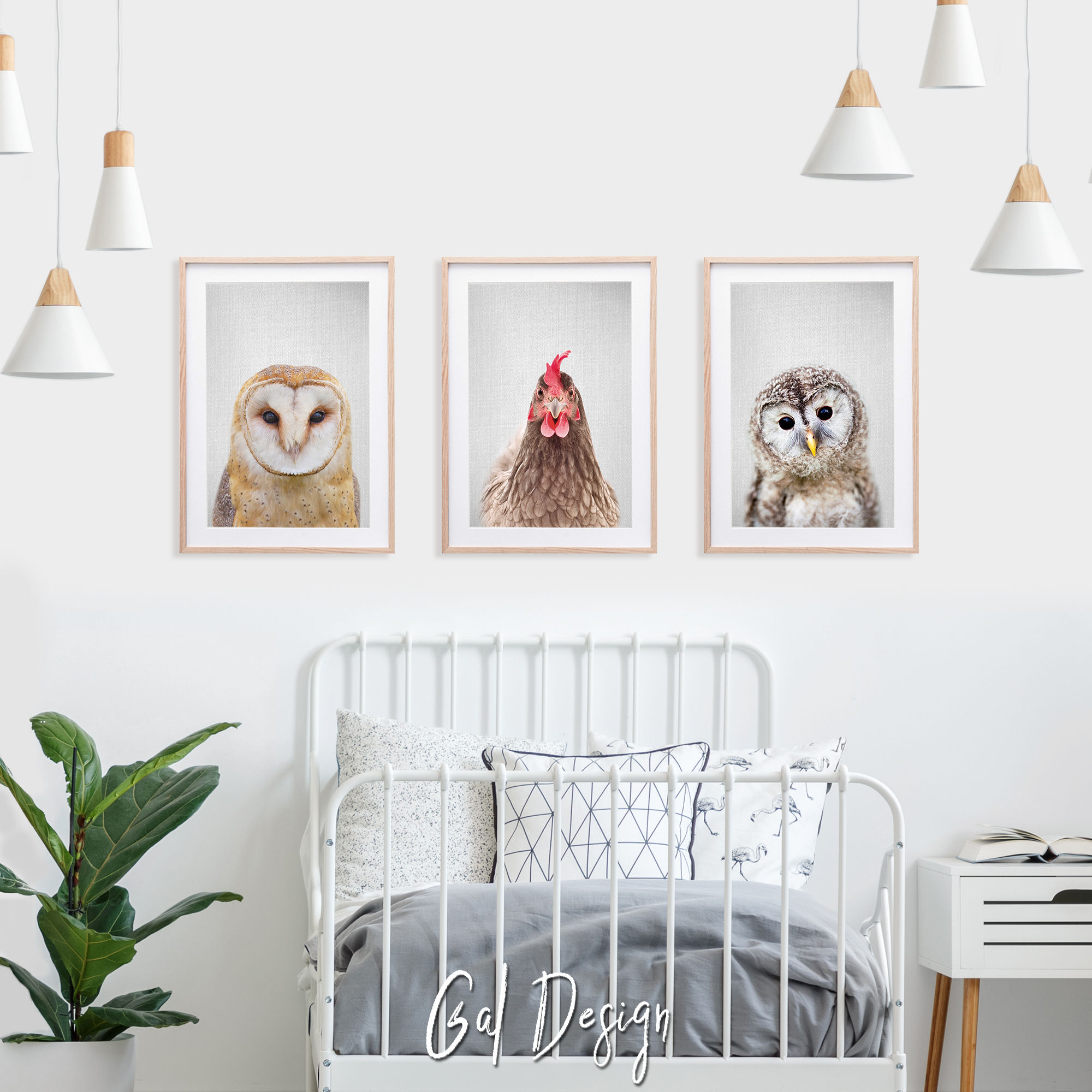 Owl cub portrait nursery decor