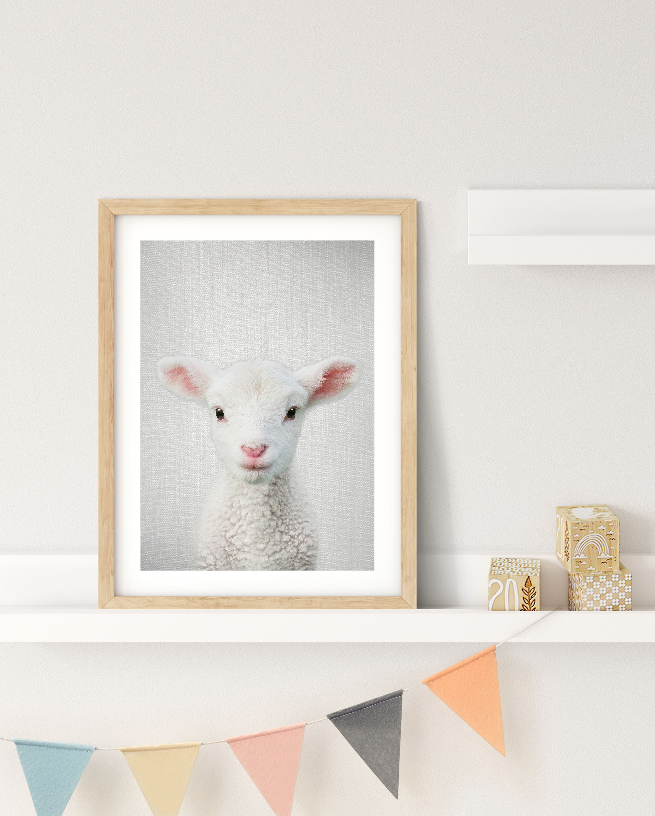Peekaboo lamb nursery wall art