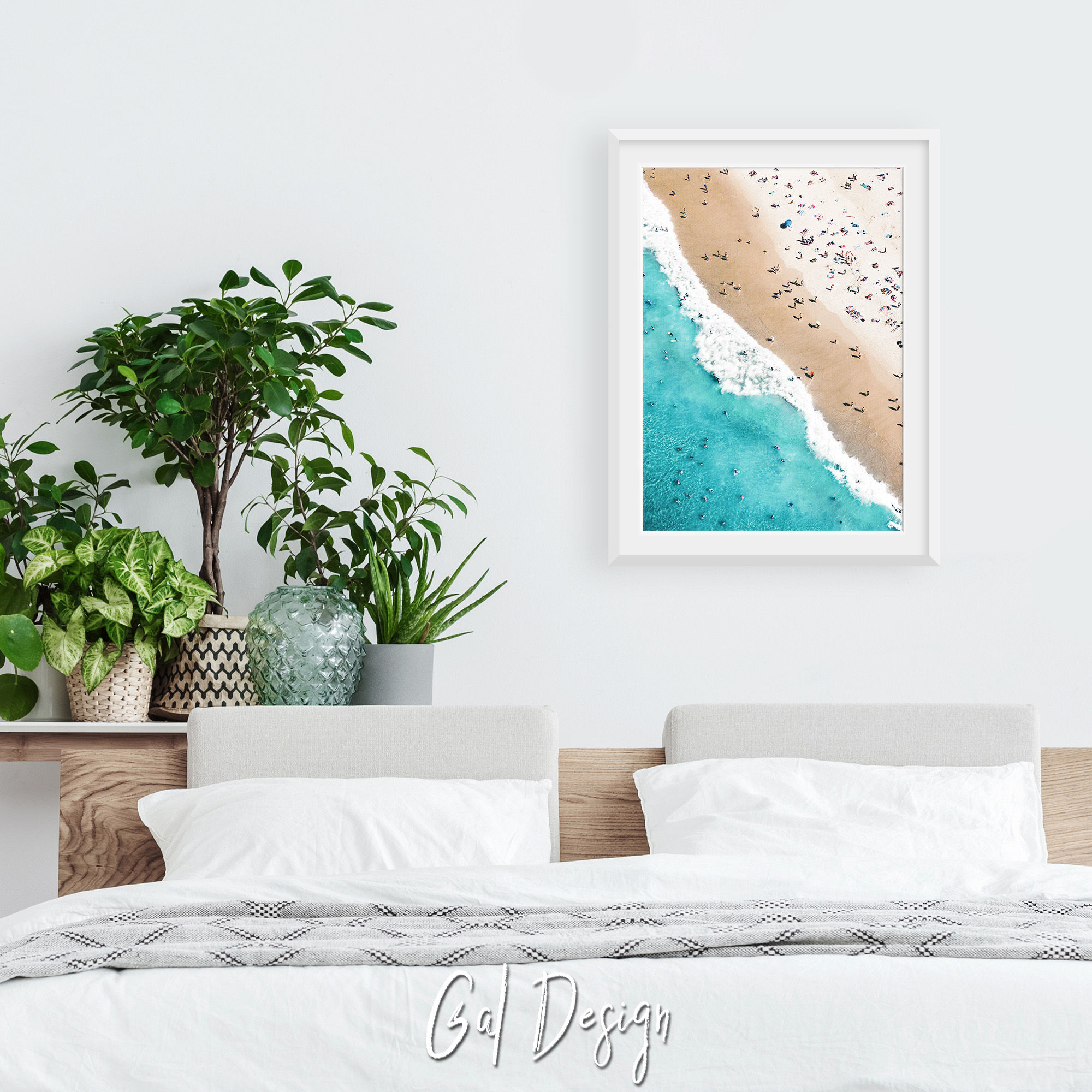 Drone beach photography with white surf