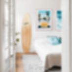 Colorful photography of a yellow van enjoying a sunny day by the ocean