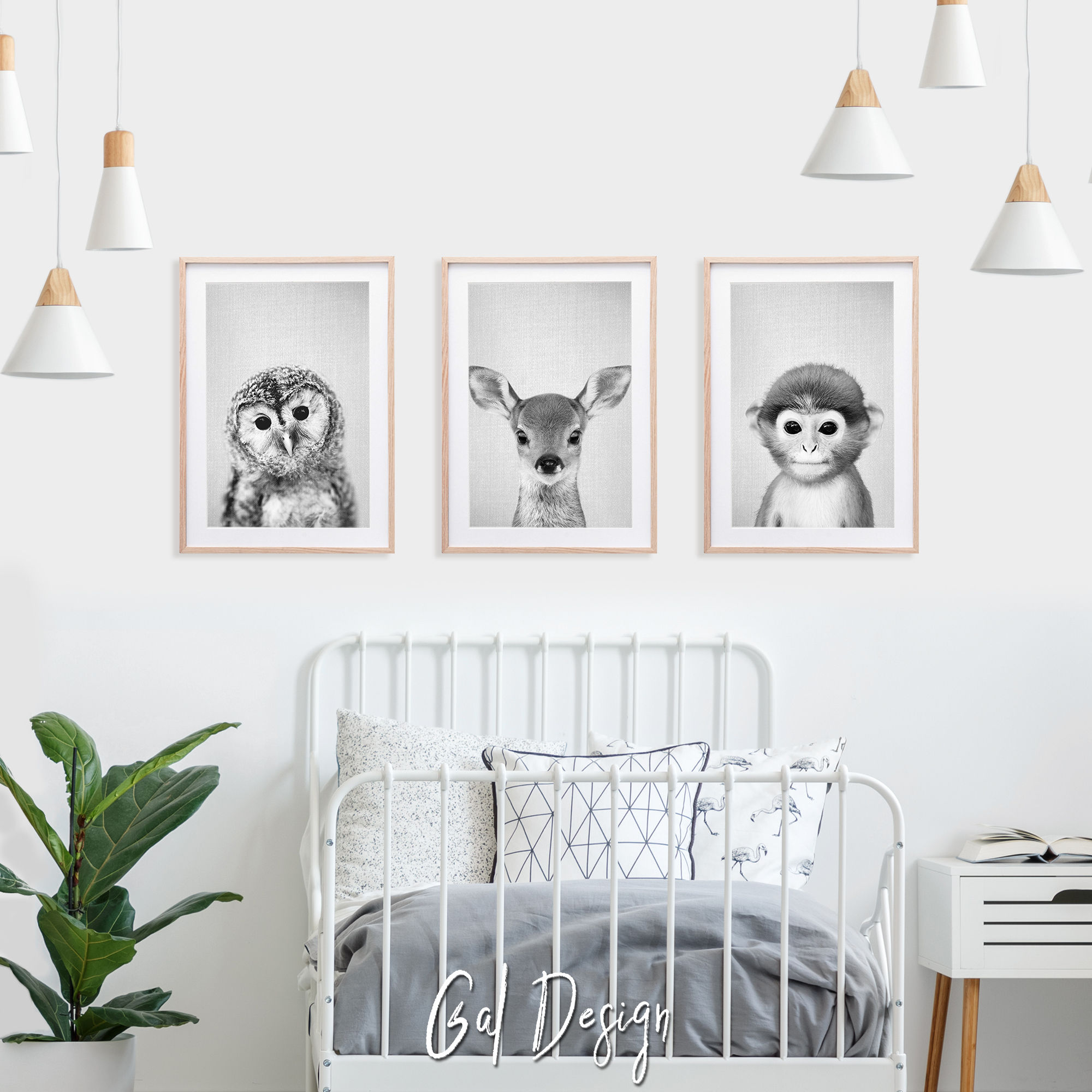 Baby deer black white poster