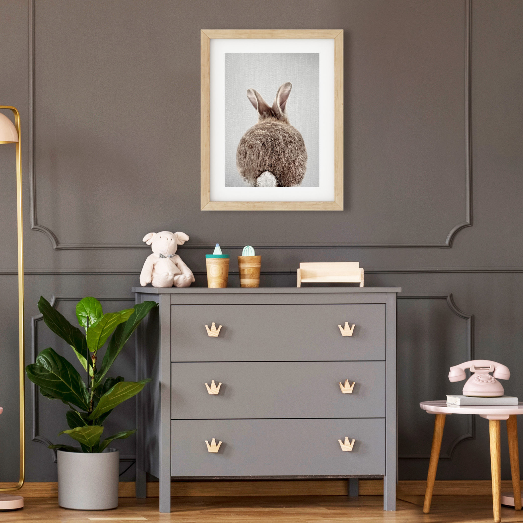 Minimalist bunny nursery wall decor