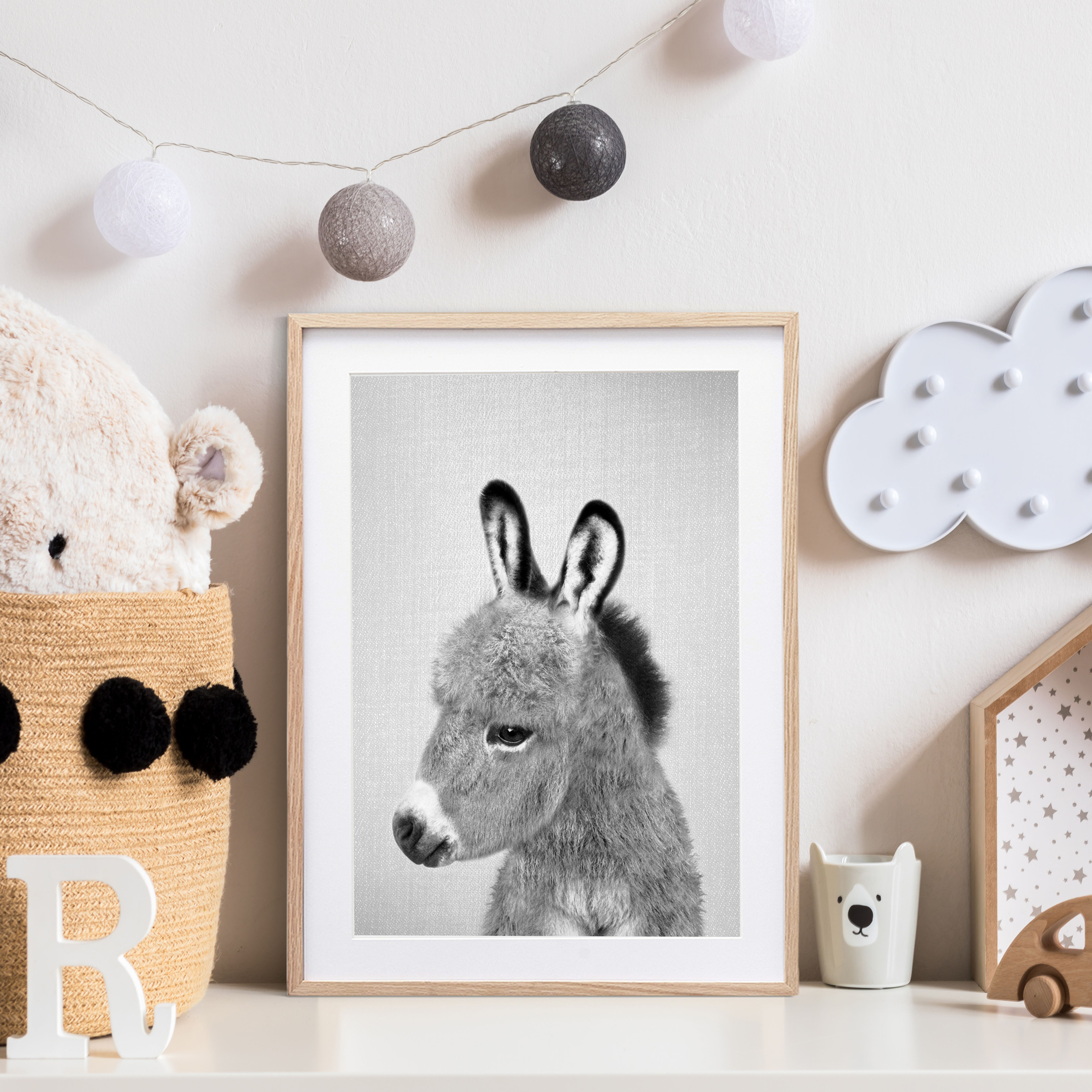 Soft donkey nursery decor print