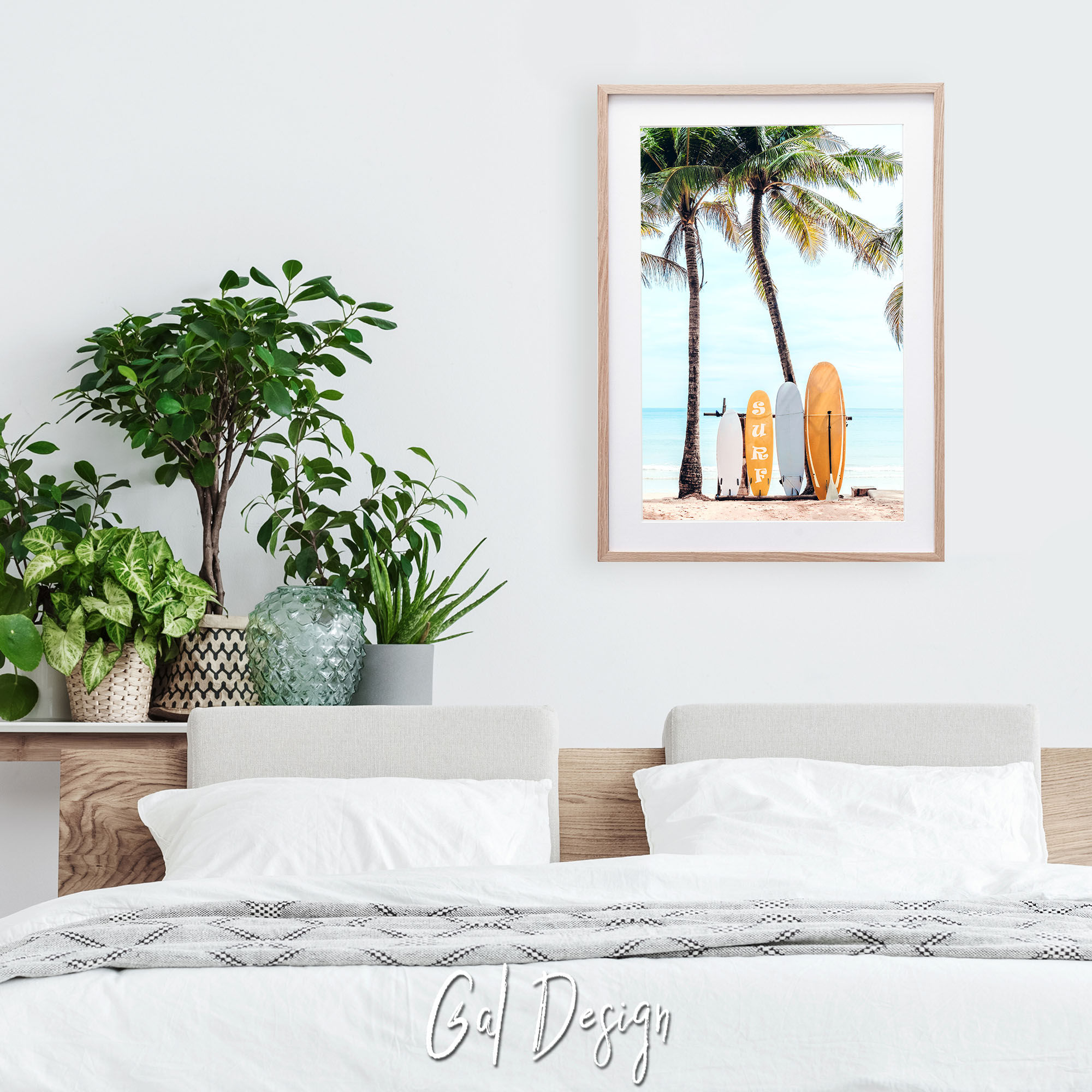 Colorful surfboards on tropical beach