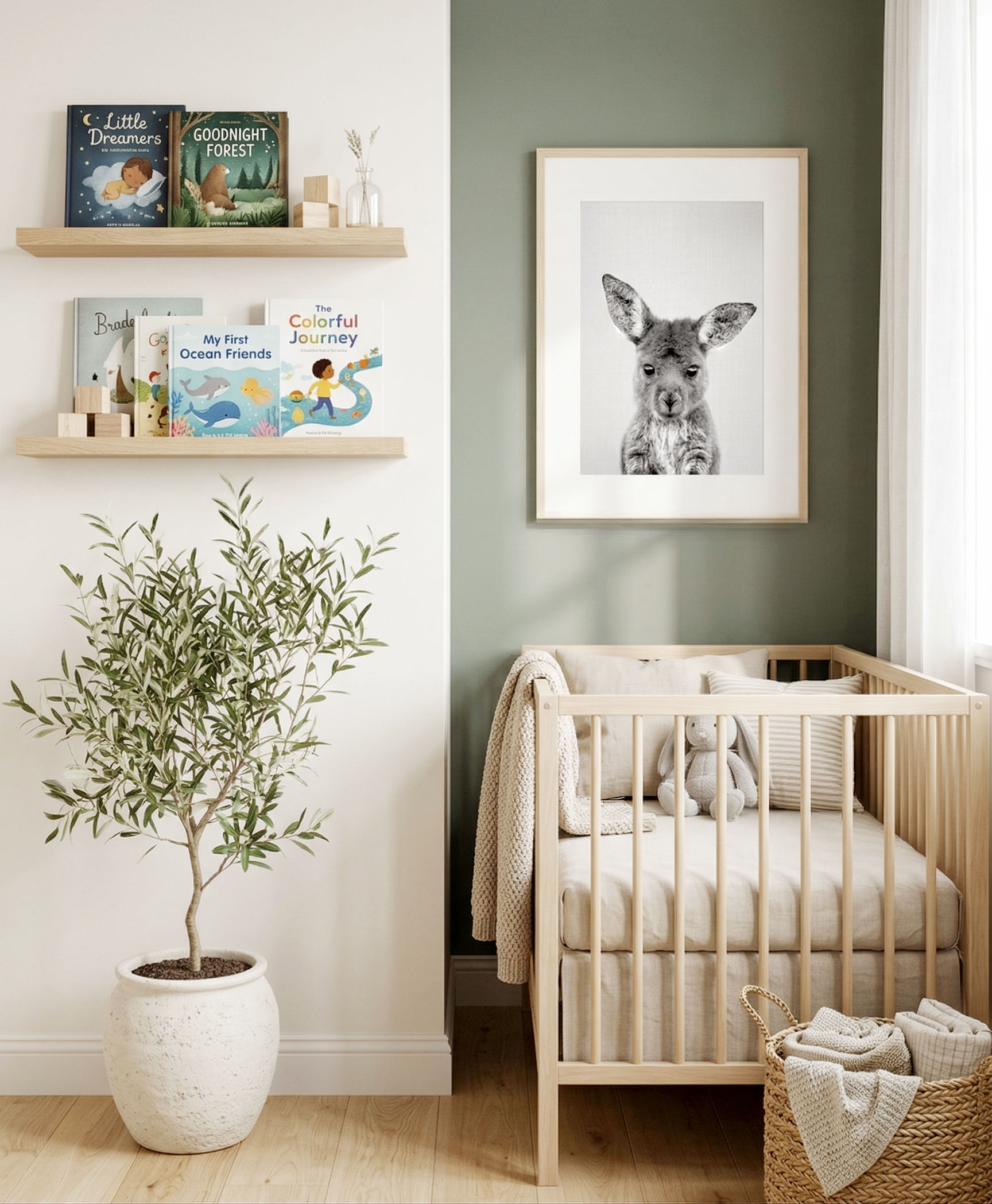 Baby kangaroo black and white print with soft fur details