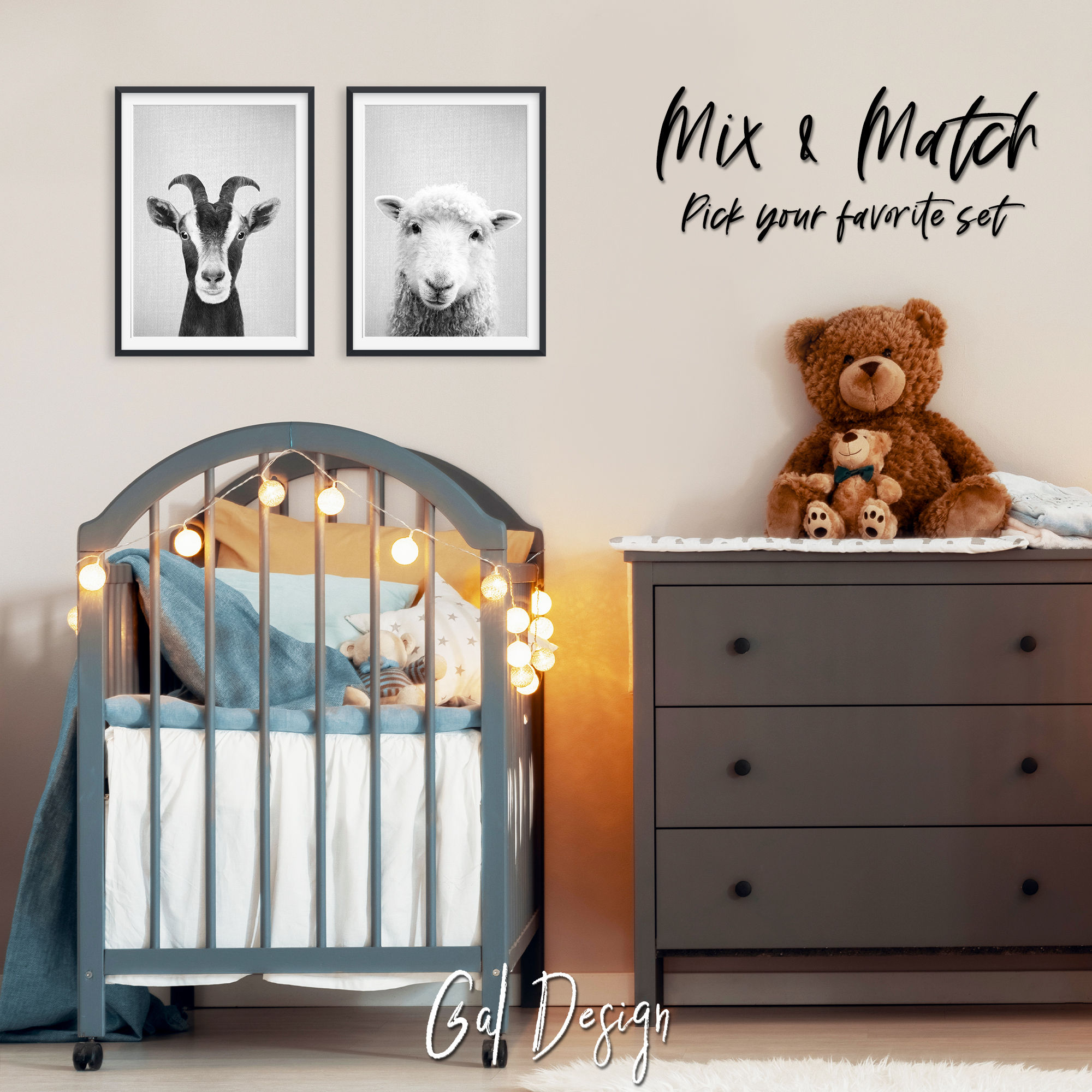 Farm animal monochrome wall art