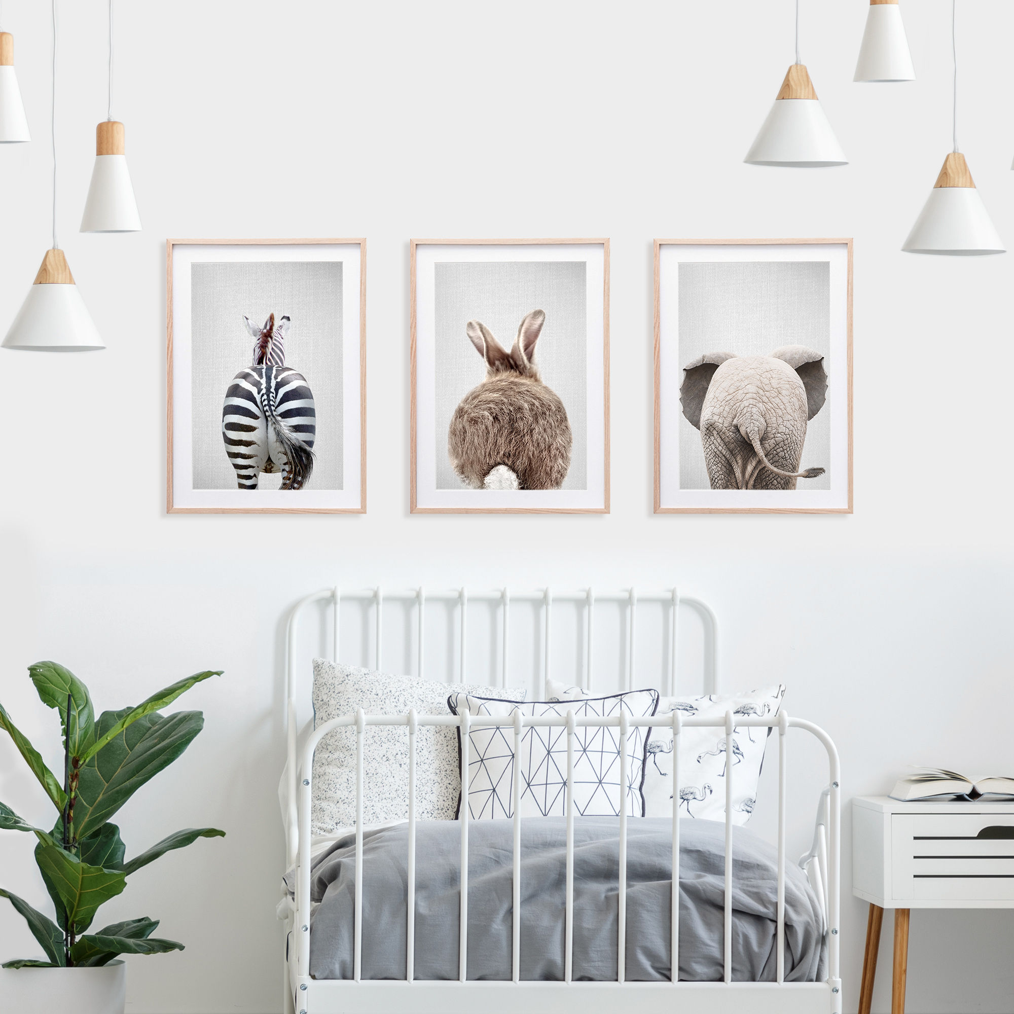 Scandinavian baby room rabbit print