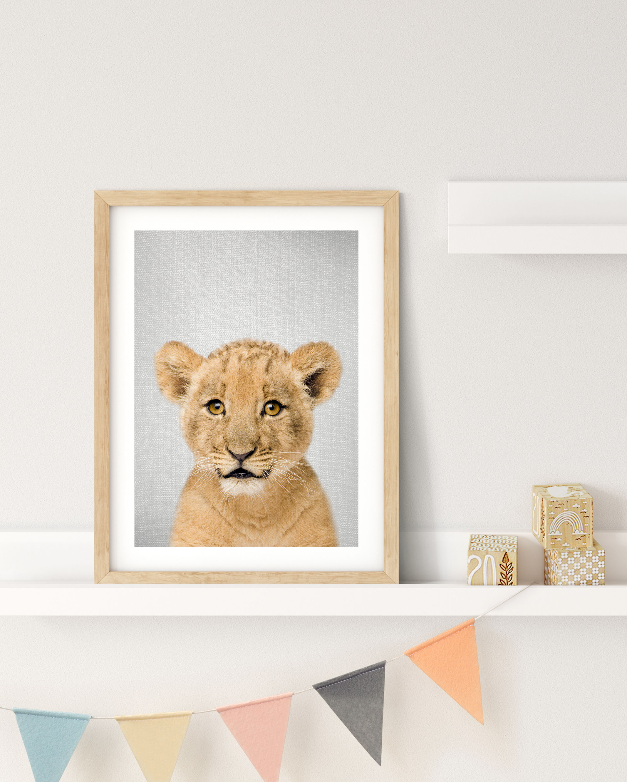 Peekaboo baby lion nursery print