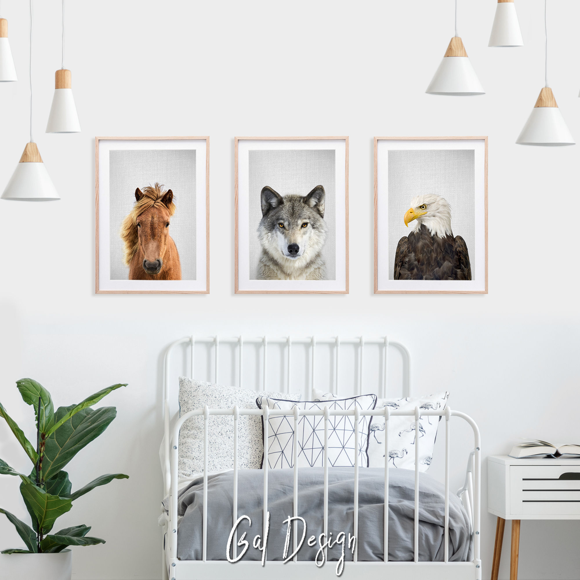 Modern woodland nursery animal print