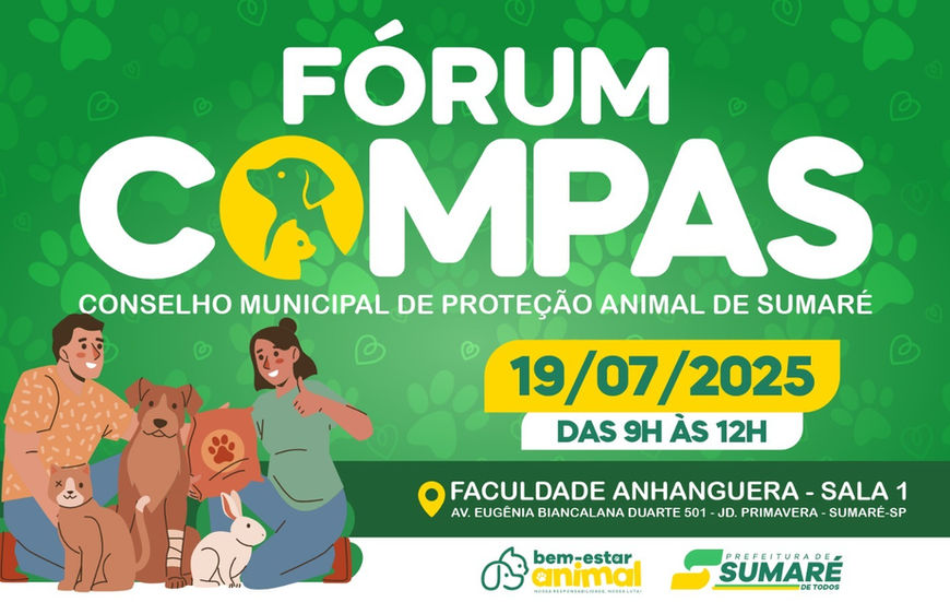 Sumaré realiza Conferência Municipal sobre Proteção e Bem-Estar Animal neste sábado, 19