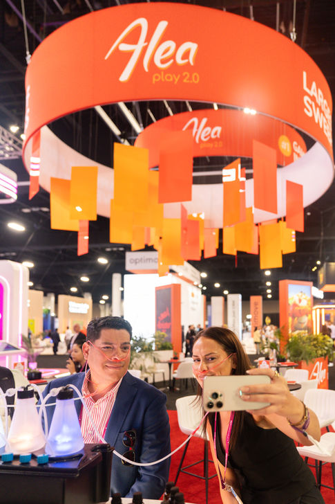 Live social or content moment captured inside the exhibition stand.