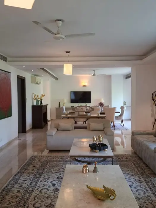 Fully furnished living room in Vasant Vihar.