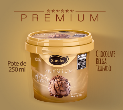 Potes de sorvete premium Sander 250ml, cremosos e ideais para consumo individual