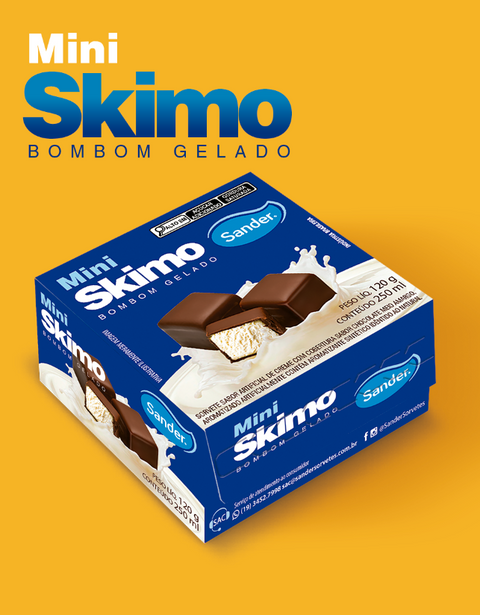 Mini picolé Skimo da Sander, sabor baunilha com cobertura de chocolate em versão menor