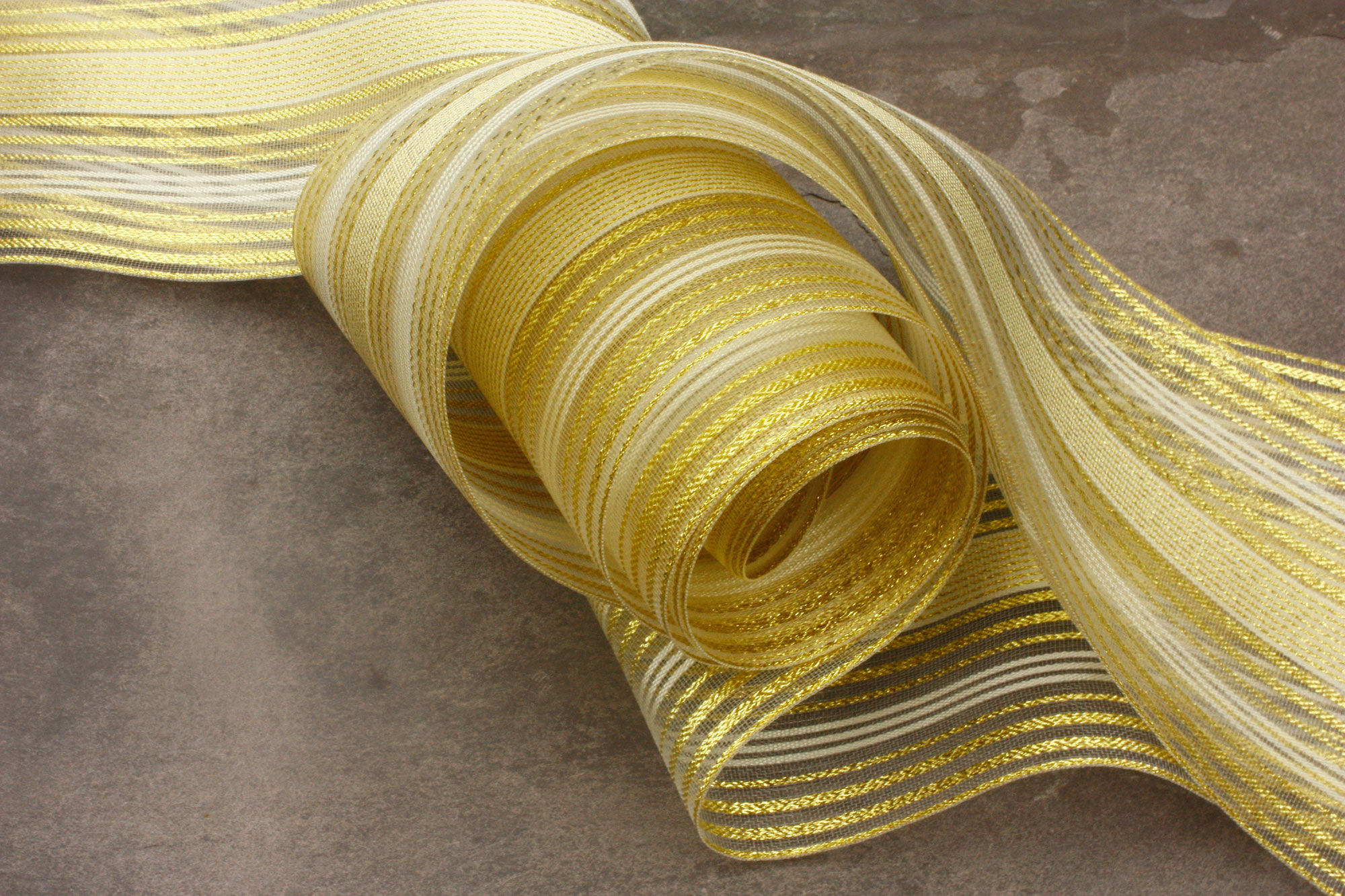 70mm Ritz Gold and Ivory Striped Semi-Sheer