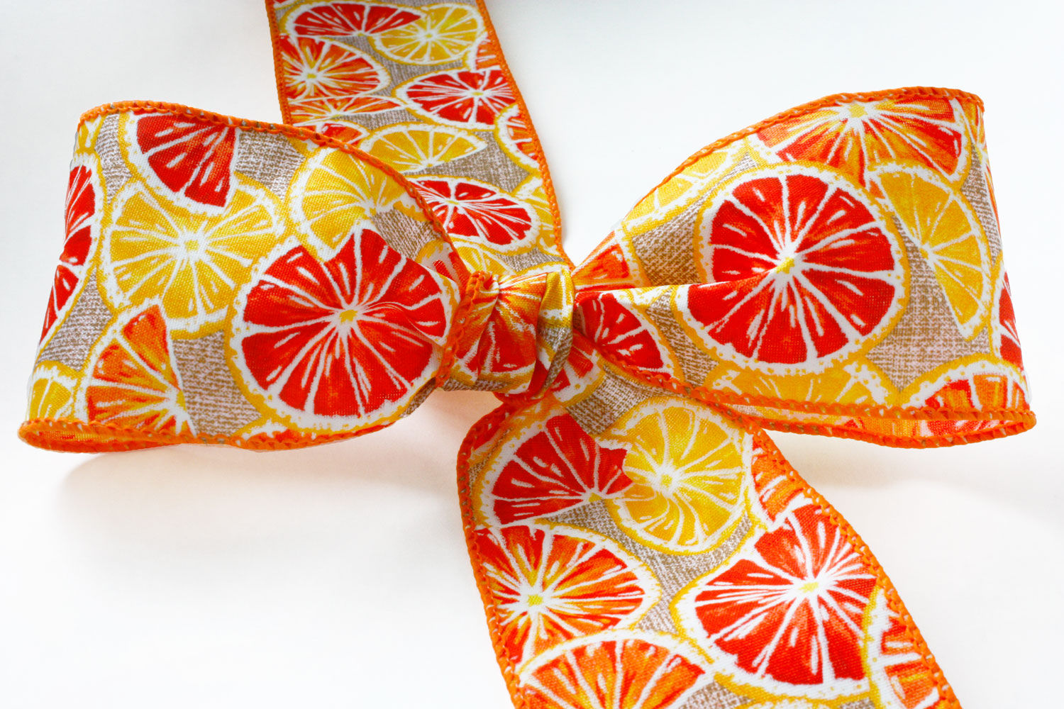 63mm Oranges and Lemons Wired Ribbon