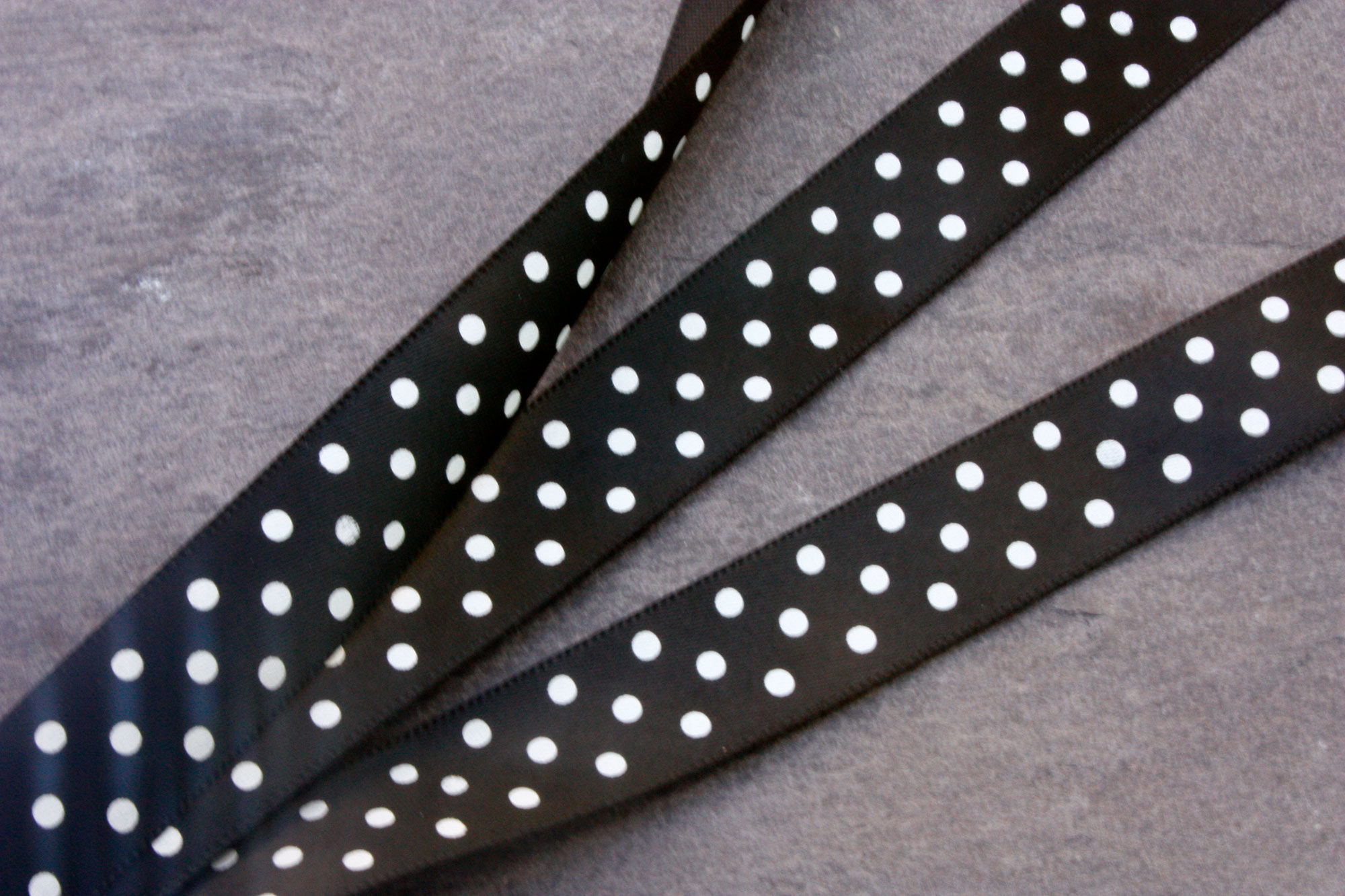 15mm Black Satin with White Polka Dots