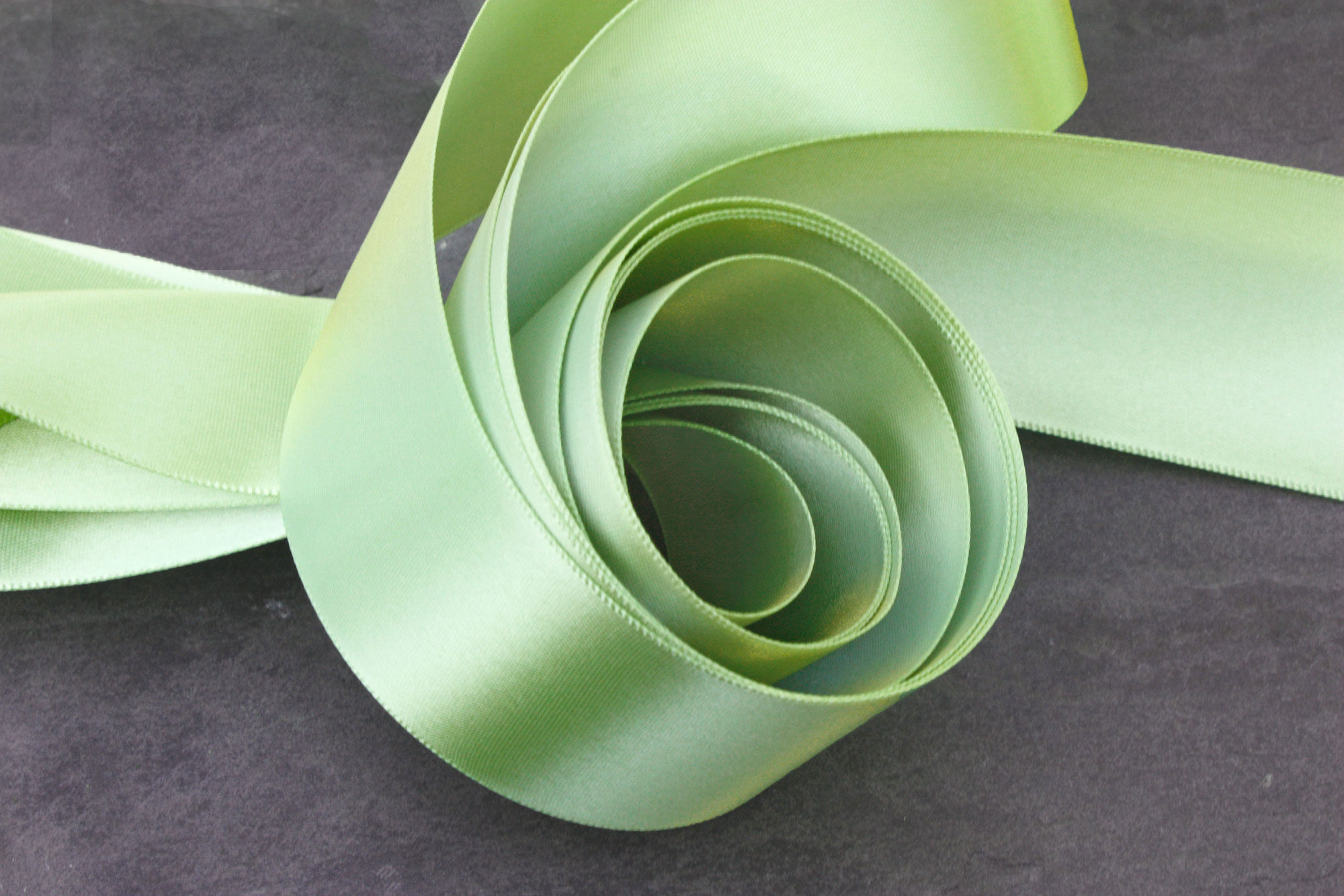 Celadon Green Double-Faced Satin Ribbon, 6 widths