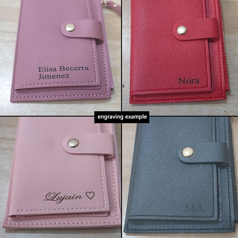 Thumbnail: Free Name Engraving New Short Women Wallets Slim Card Holder Female Purses Cute 