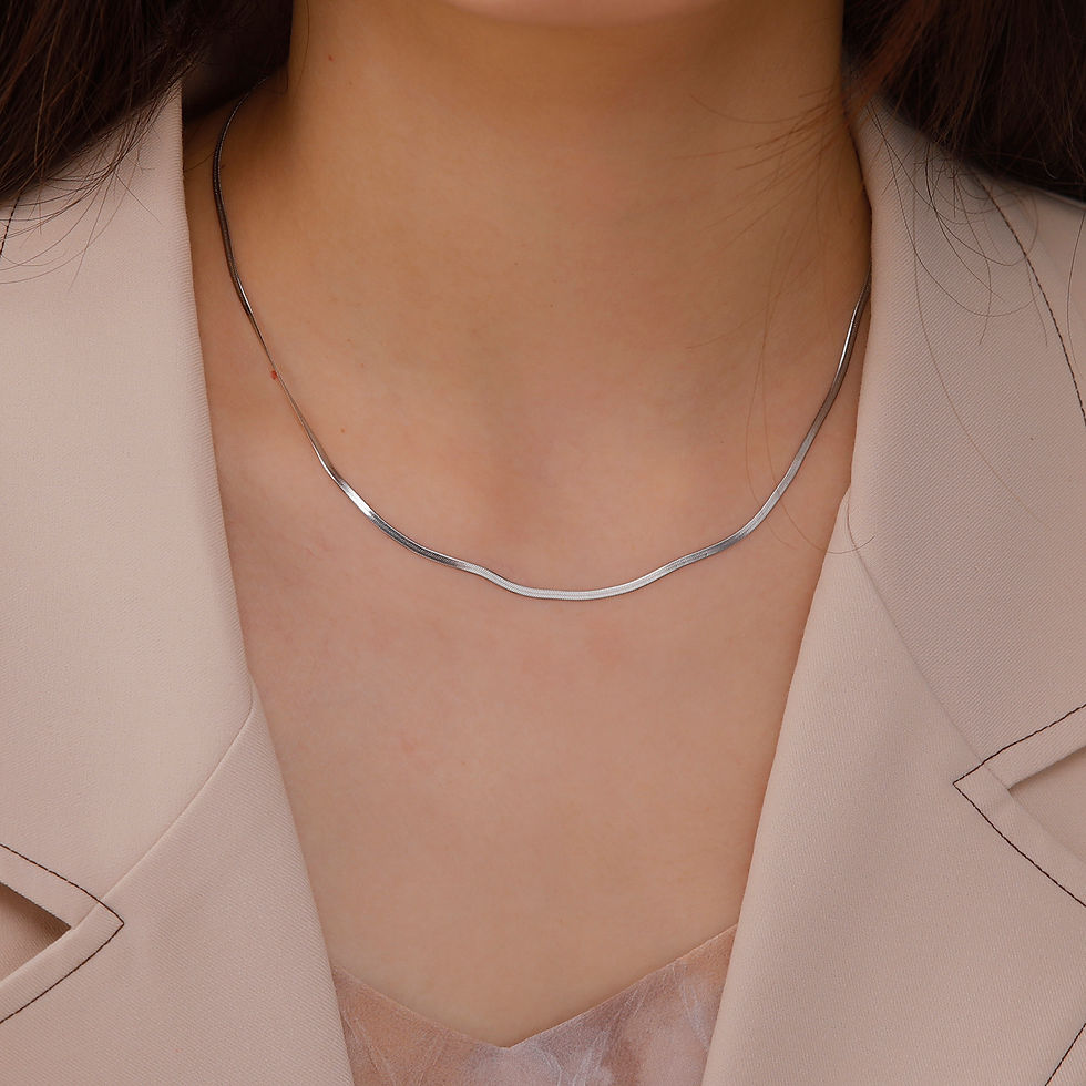Thumbnail: Skyrim Stainless Steel Snake Chain Necklace for Women Men Gold Color Herringbone