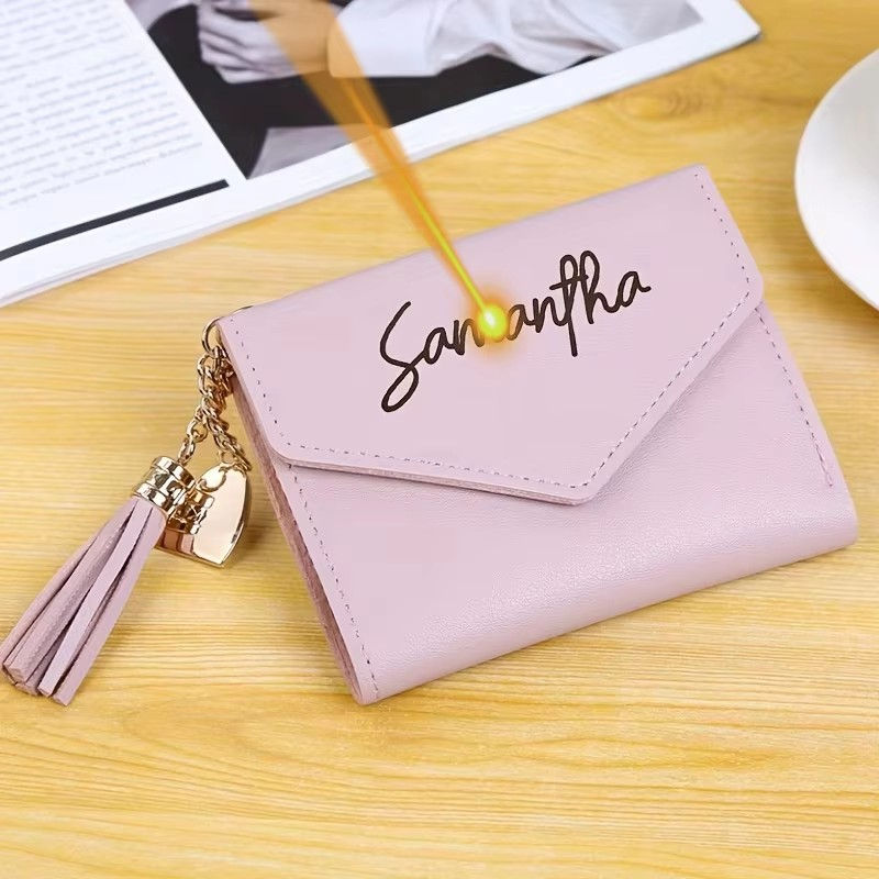 2026 Personalized Text Name Purses Engraved Faux Leather Card Holder Women Walle