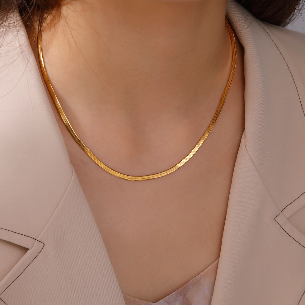 Thumbnail: Skyrim Stainless Steel Snake Chain Necklace for Women Men Gold Color Herringbone