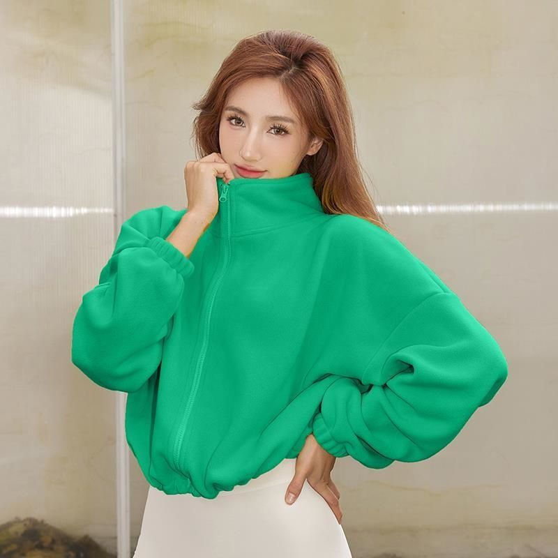 Thumbnail: New Autumn Winter Clothes Warm High Waist Casual Sports Yoga Coat Fleece Fitness