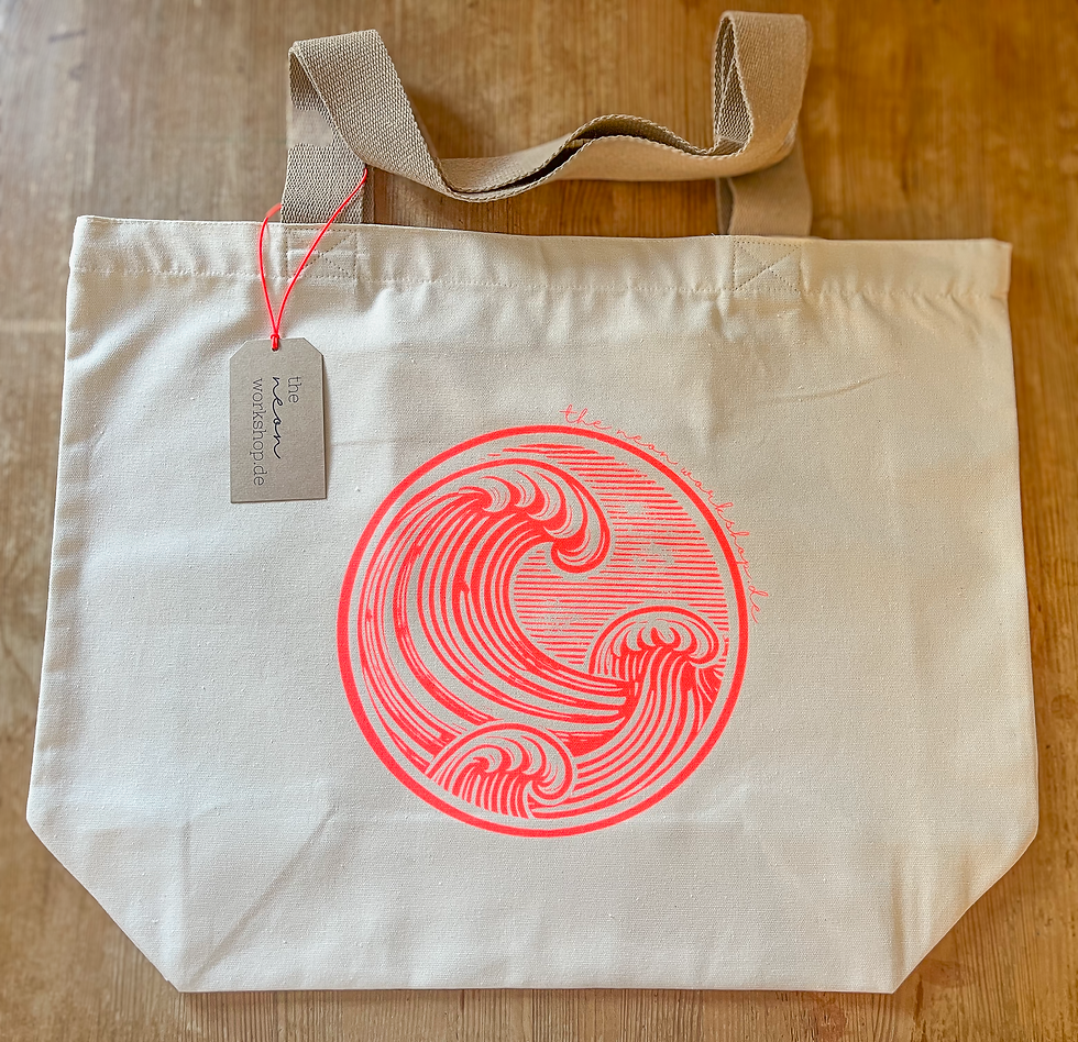 Thumbnail: Neon print beach bag - recycled cotton