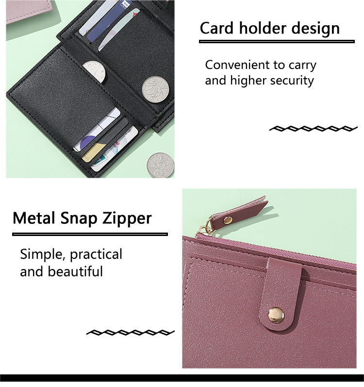 Thumbnail: Free Name Engraving New Short Women Wallets Slim Card Holder Female Purses Cute 