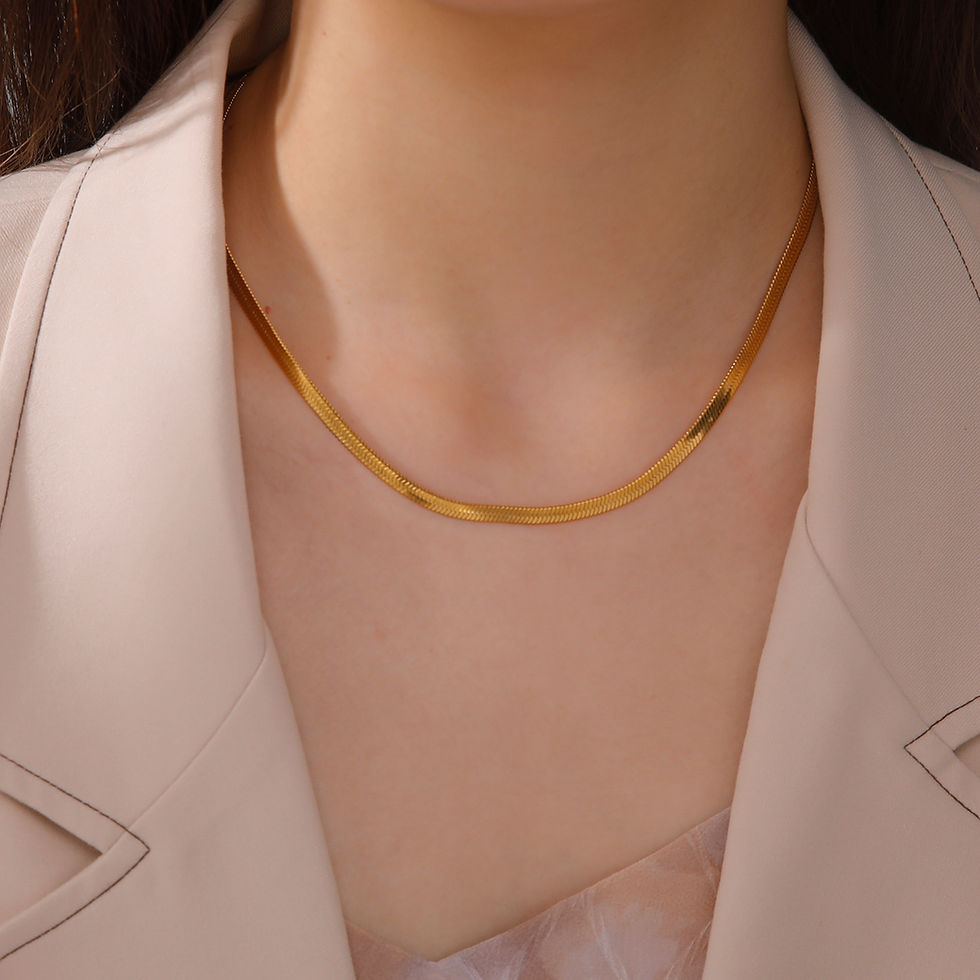 Thumbnail: Skyrim Stainless Steel Snake Chain Necklace for Women Men Gold Color Herringbone