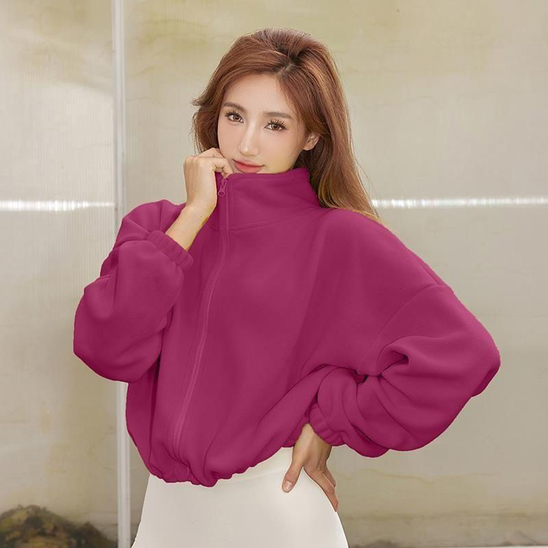 Thumbnail: New Autumn Winter Clothes Warm High Waist Casual Sports Yoga Coat Fleece Fitness