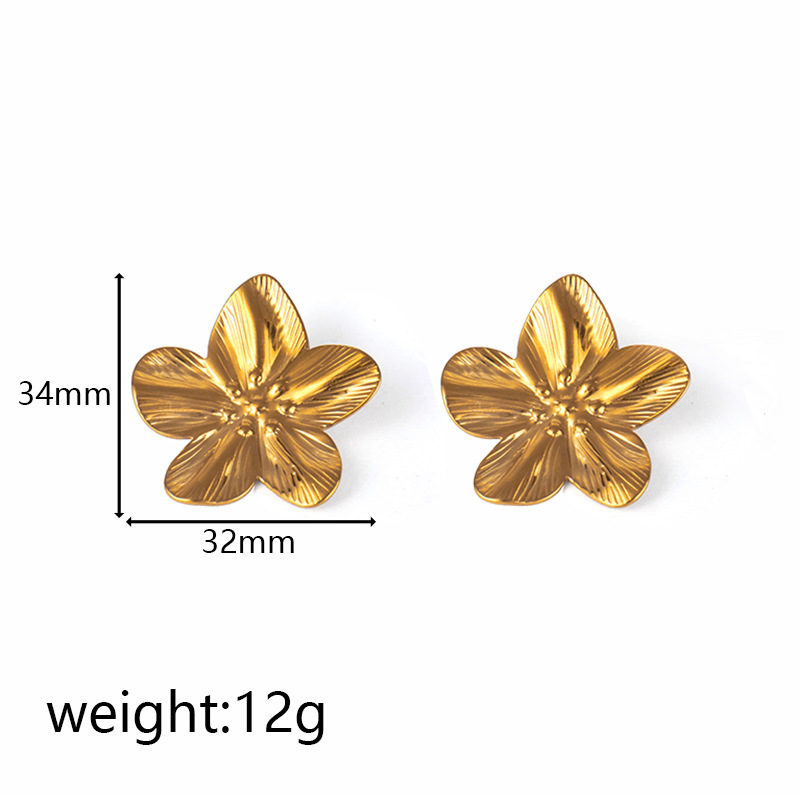 Thumbnail: LUXUKISSKIDS 2PC Women's Fashion Trendy Stainless Steel Flower Earrings Necklace